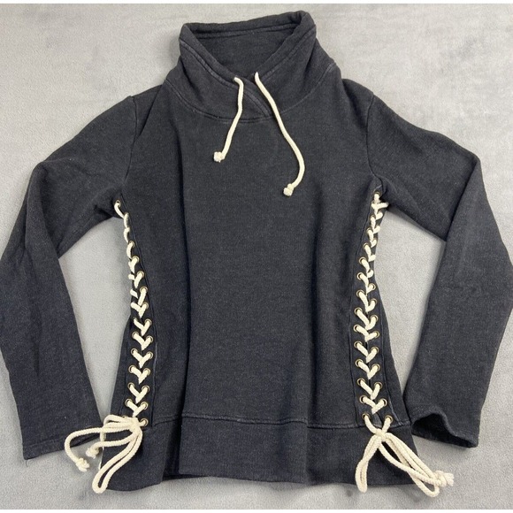 Nation LTD Tops - Nation LTD Sweatshirt XS Black Pullover Alexis Lace Up Sides Drawstring Top USA